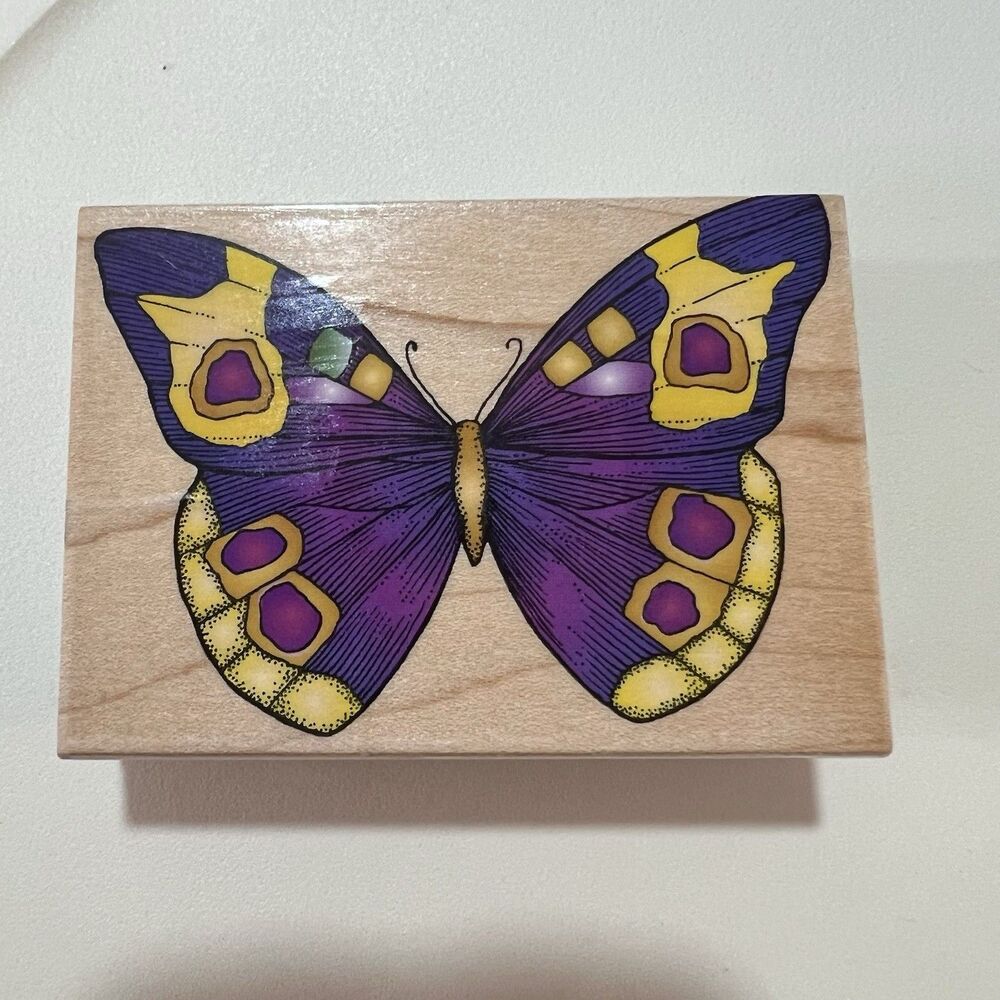 Wood Block Rubber Stamp Large Purple Butterfly G1243 Hero Arts